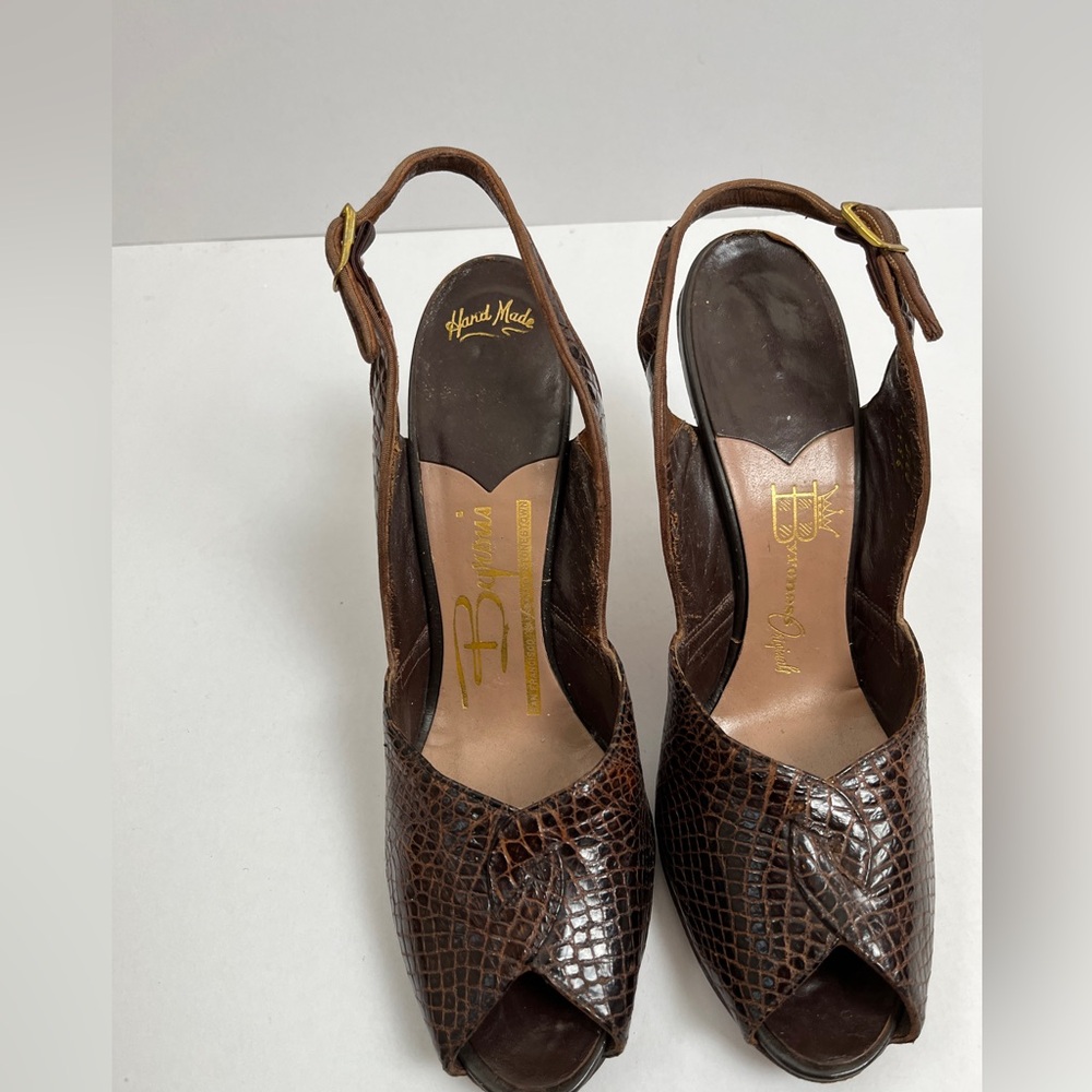 Vintage 40s Peep-Toe Brown Slingback Heel